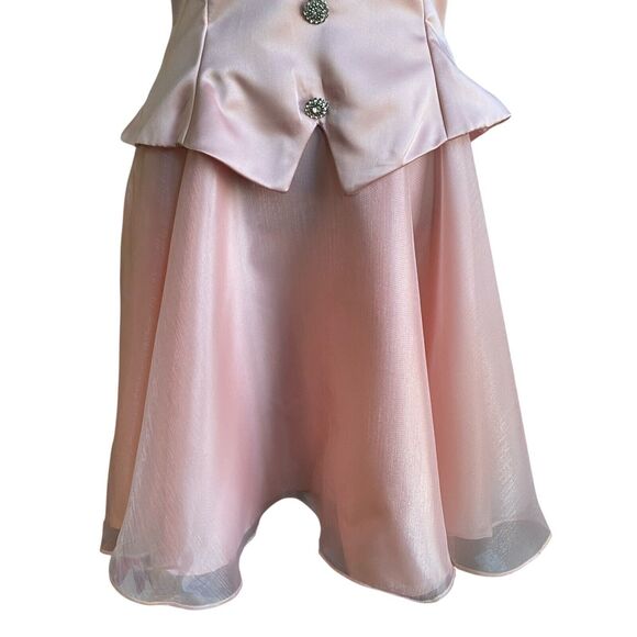 Dave and Johnny Cocktail Mini Dress L Tuxedo Pink Satin Rhinestones Burlesque - Picture 5 of 15